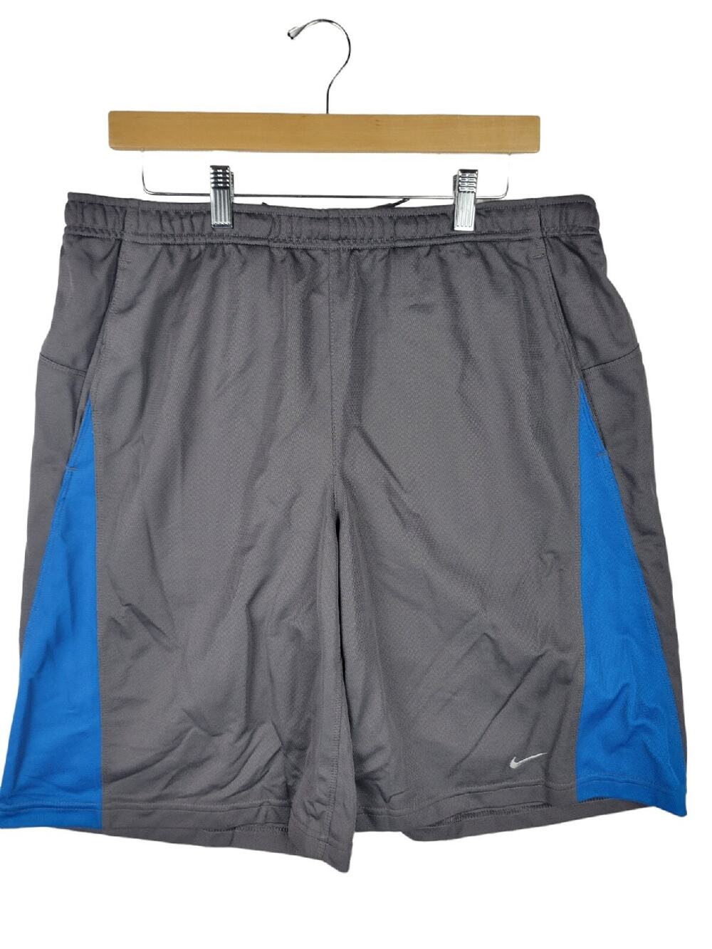 NIKE Men's Extra Large (XL) Gray/Blue Polyester Basketball Shorts W/ Pockets NOS